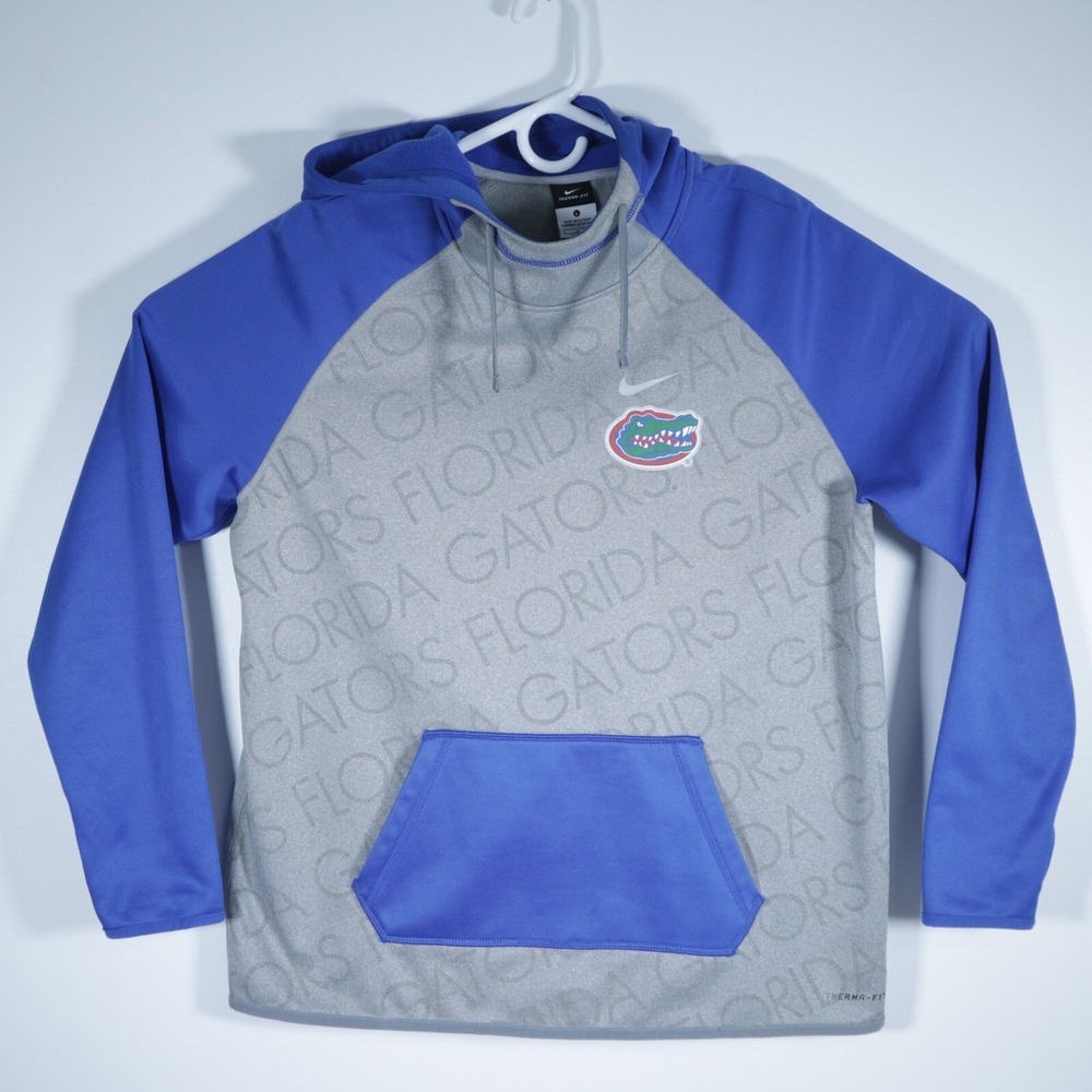 Florida Gators Hoodie Mens Large Blue Long Sleeve Pullover Therma Fit Nike